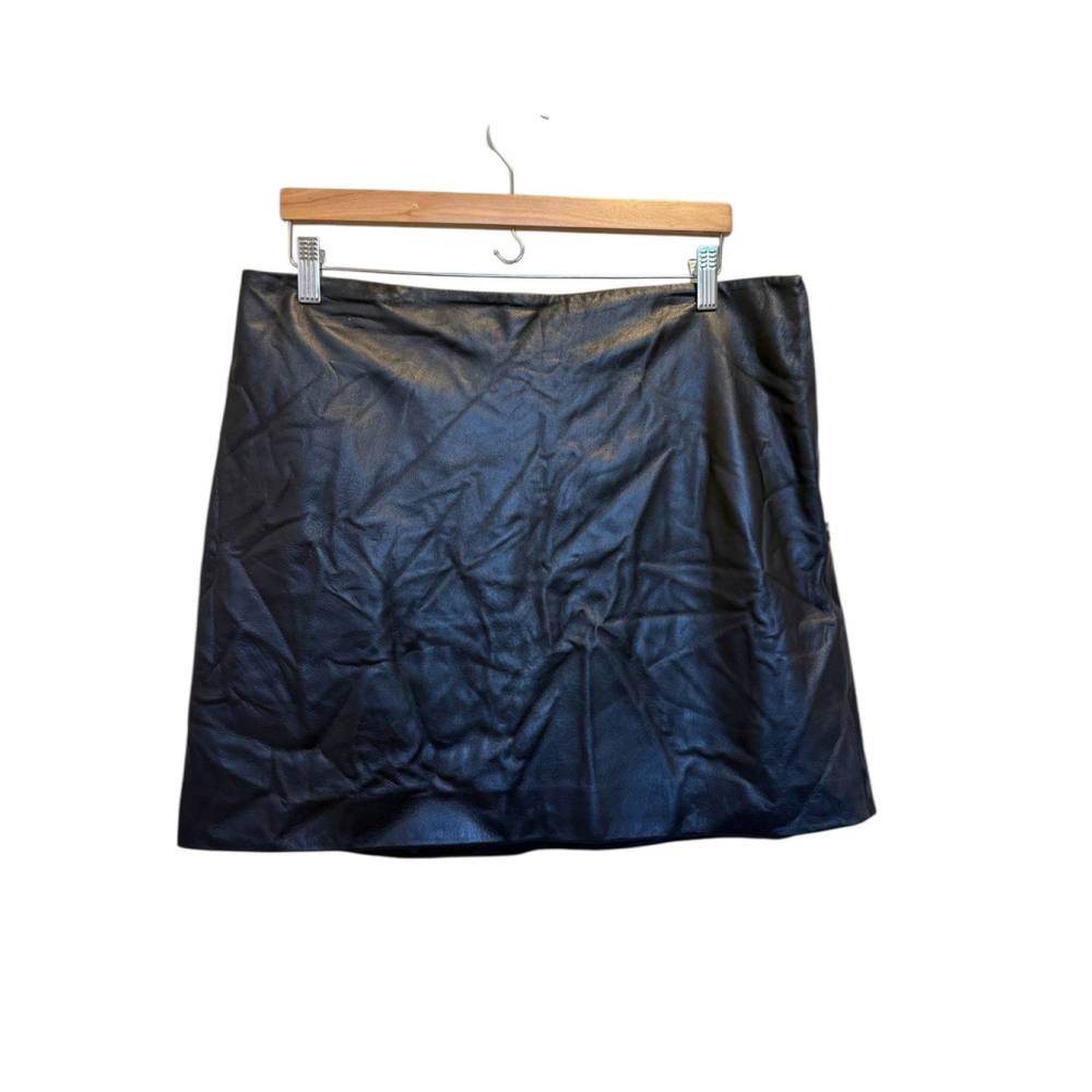 ANTONIO MELANI Leather Mini Skirt 12 Black Minimalist Bikercore Goth Grunge